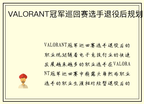 VALORANT冠军巡回赛选手退役后规划
